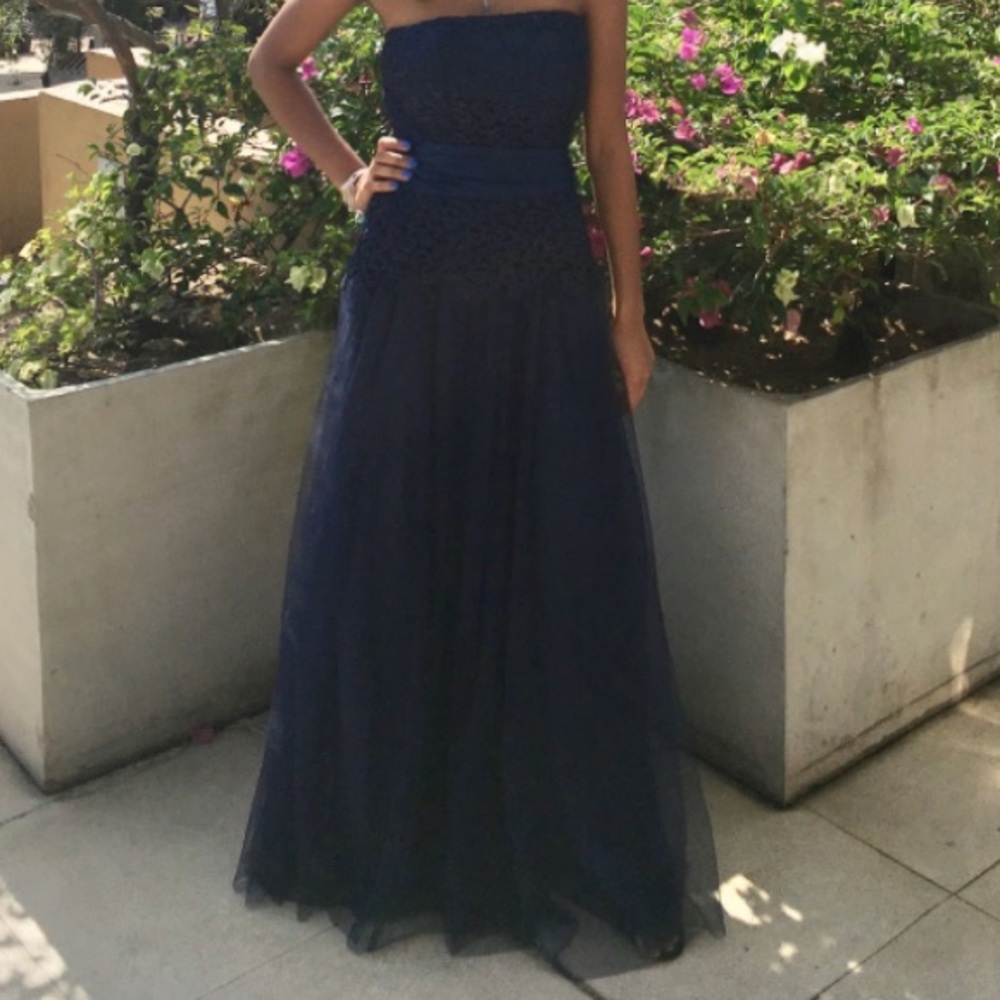 Long navy blue formal dress